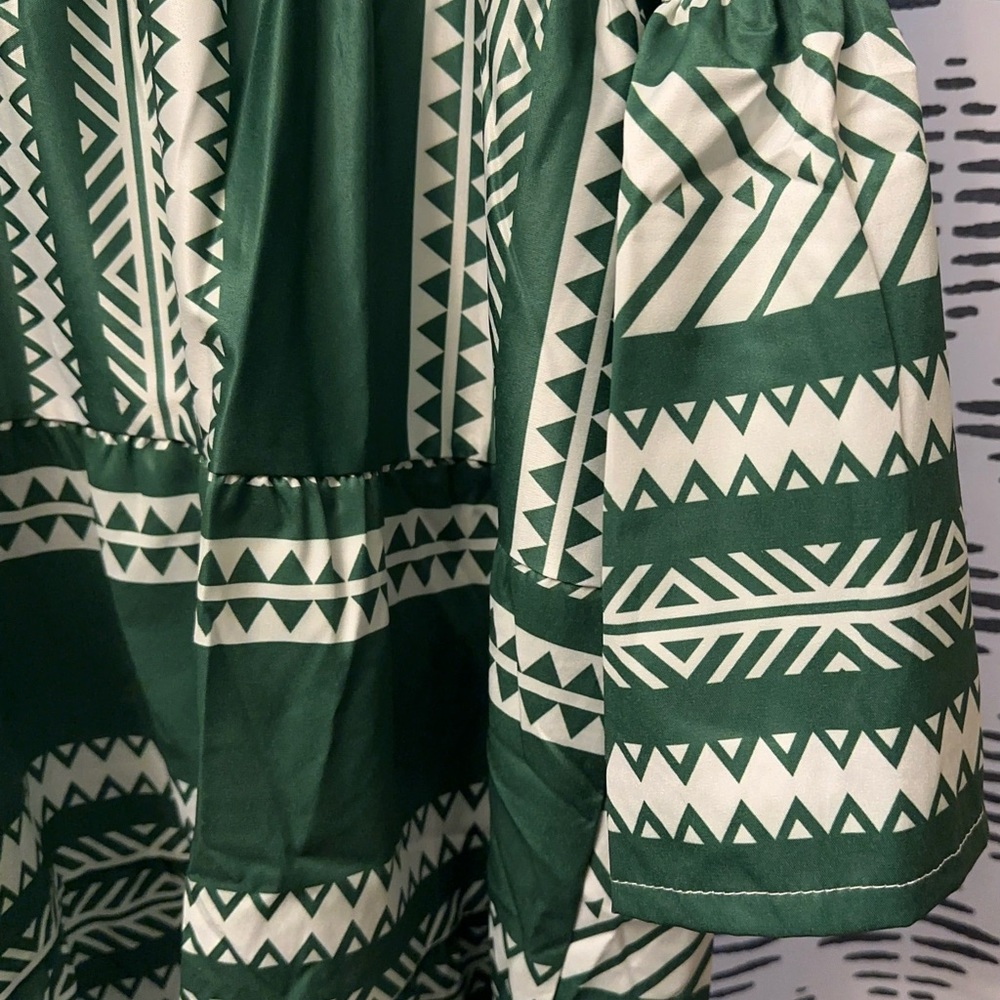 Beautiful green and white flowy dress.